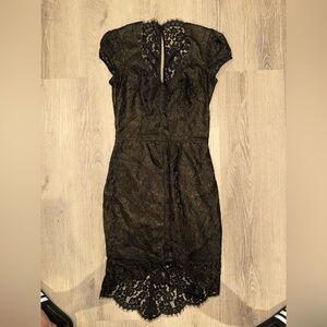 Bebe Black Sheath Midi Dress Crew Neck